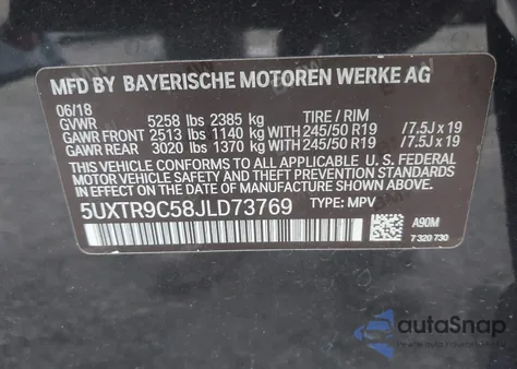 2018 BMW X3 xDrive30I from USA, damaged, VIN 5UXTR9C58JLD73769